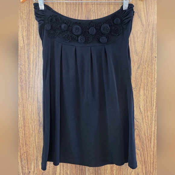 Chadwicks Black Strapless Mini Dress with Floral Accents Size S - Picture 1 of 8
